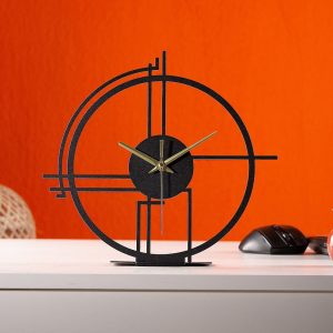 Tabletop Metal Clock with Geometric Style, Silent Bedroom Clock, Unique Desk Clock, Modern Design New Business Gift, Home Decoration