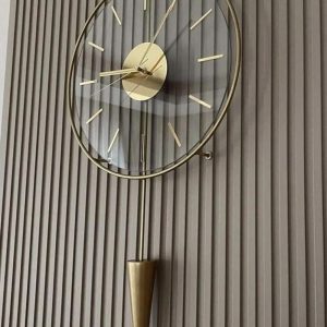Gold Gravity Pendulum Elegant Series 37x85, Modern Decorative Metal Glass Wall Clock – Stylish Home Decor Piece